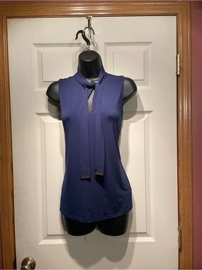 Sleeveless Navy Tie-Neck Women’s Top Michael Kors